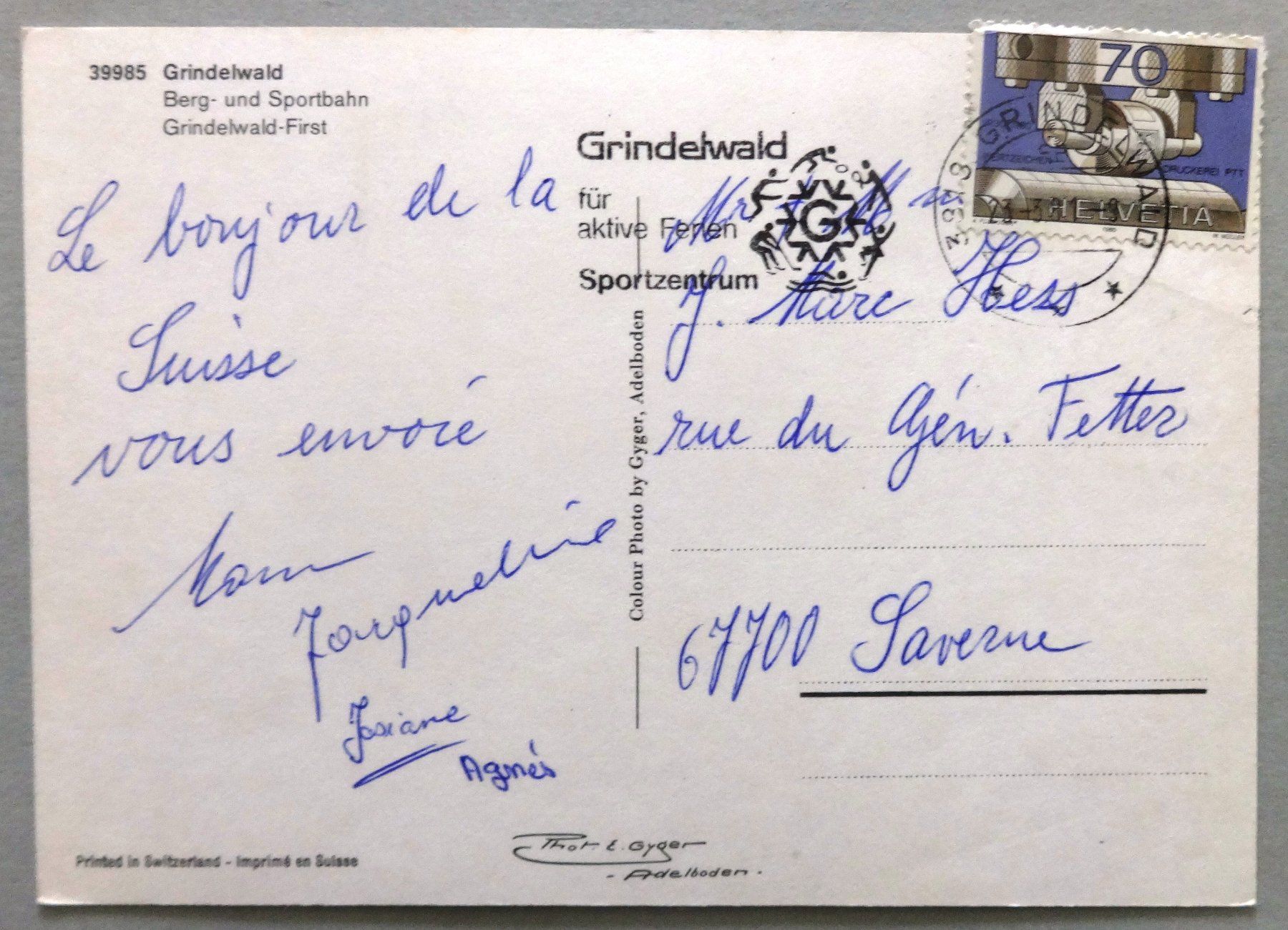 Cartes postales: Grindelwald - Firstbahn – D'occasion à Fétigny par Billy2miny 1