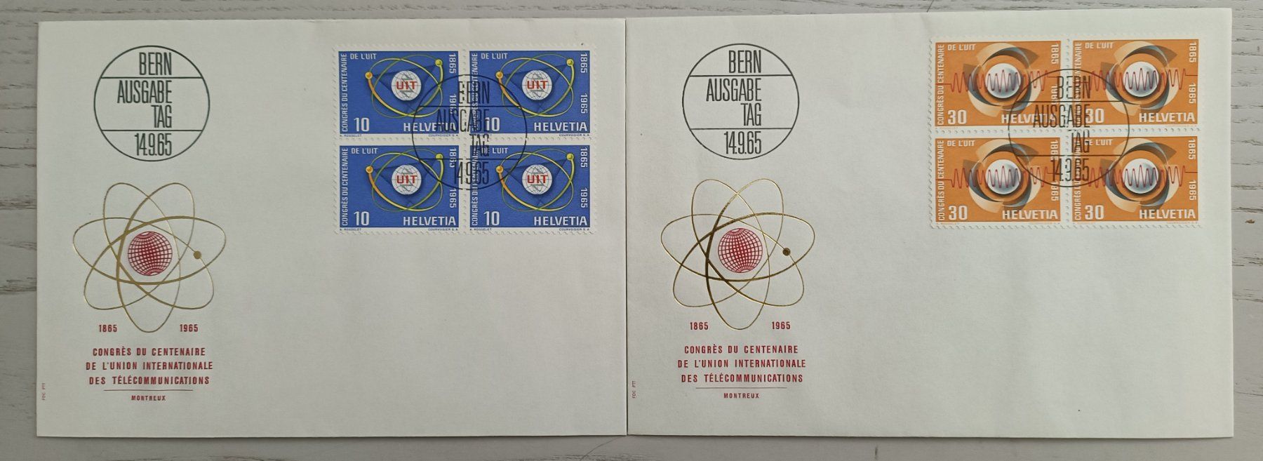 Tutti i francobolli: 1965 FDC UIT Kongress Viererblocks – Usato da Dübendorf venduto da goeggi79