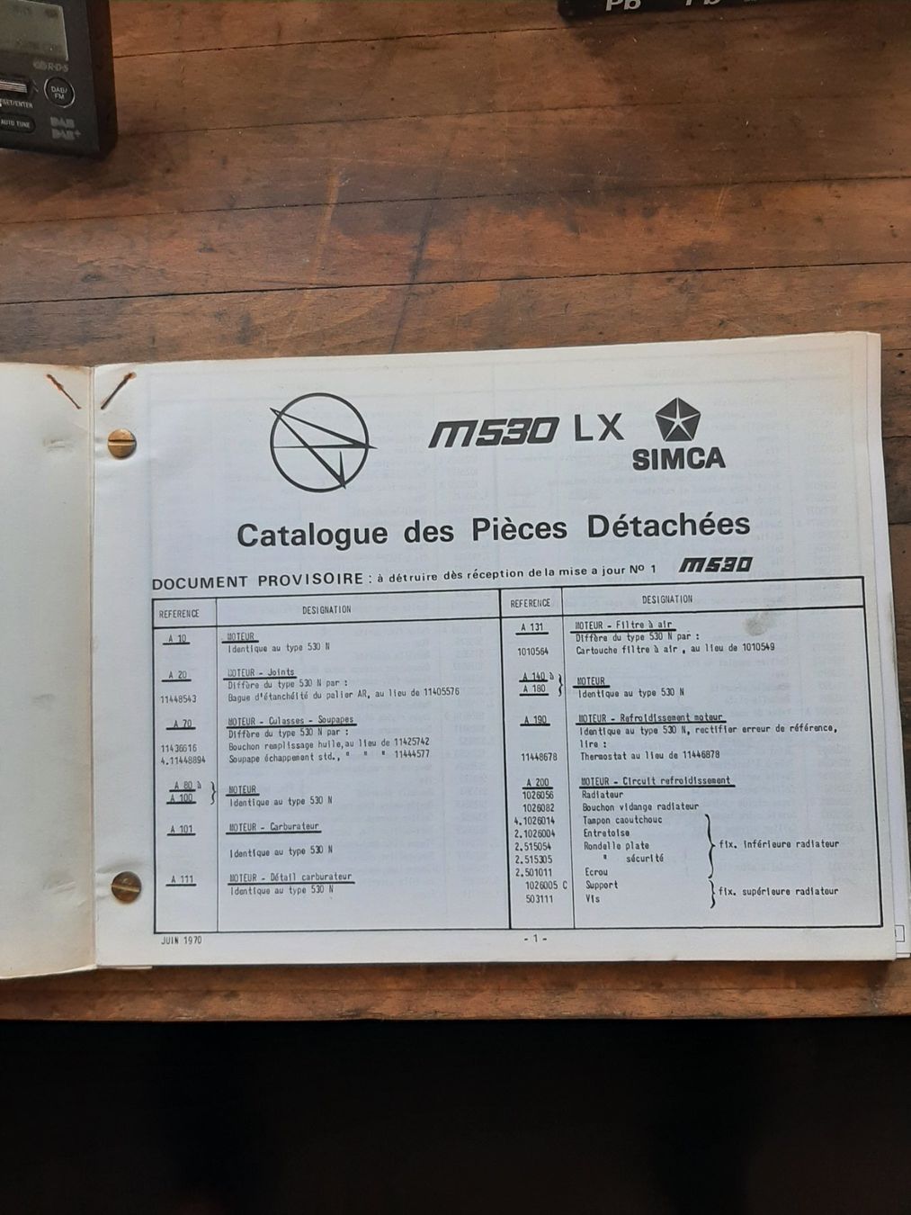 Documenti: Matra Simca MS530 LX Ersatzteilkatalog original – Usato da Bern venduto da 25193 1