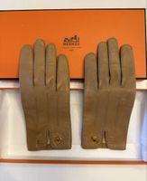 Véritable Gants Hermès agneau marron, en cuir taille 7.5