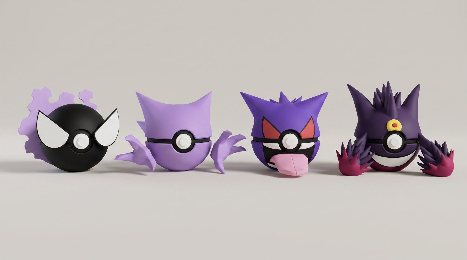 Statuette: Pokeball Ghost Evolution Set - 3D Printed – Nuovo (secondo la descrizione) da Ligornetto venduto da Nero_Forma_3D
