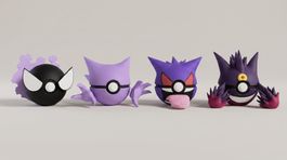Pokeball Ghost Evolution Set - 3D Printed