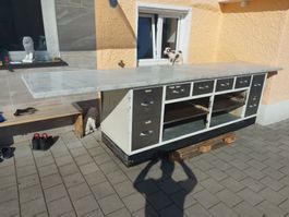 Gastro, Pizza Tisch - Werkbank 354 x 80 x H 90 cm mit Marmor