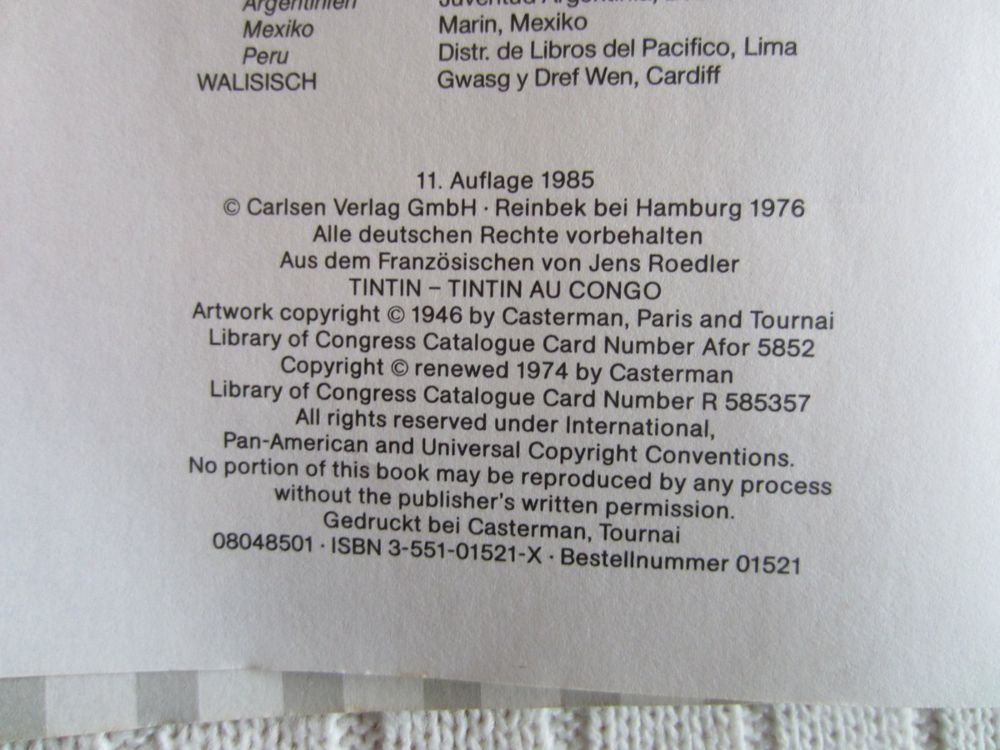 Tim und Struppi Tim im Kongo (Gebraucht) in Sursee für CHF 10 – mit ...