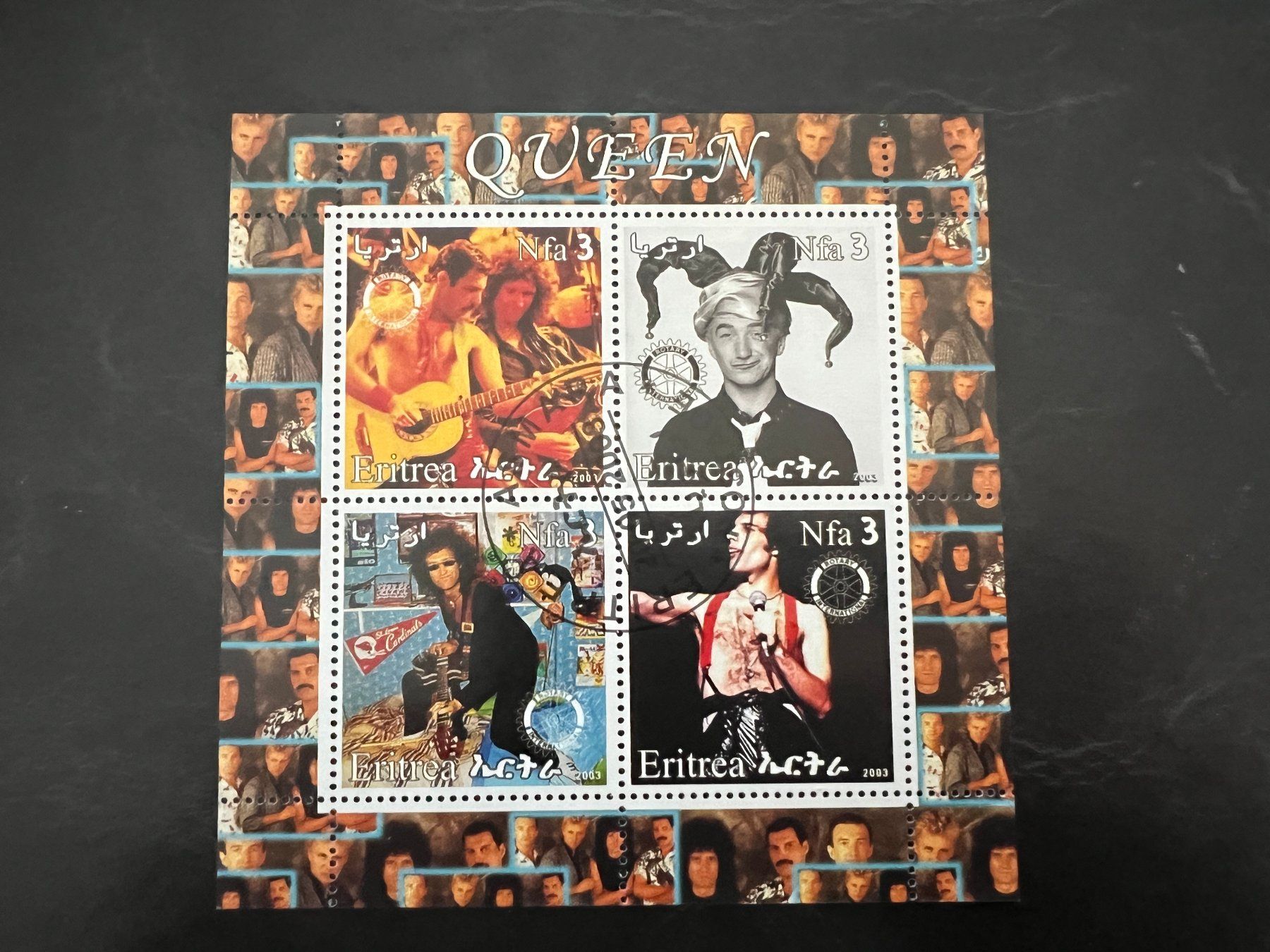 Tutti i francobolli: 2003 Queen  Block Eritrea  gest.  (A66) – Usato da Hinwil venduto da Sidi4