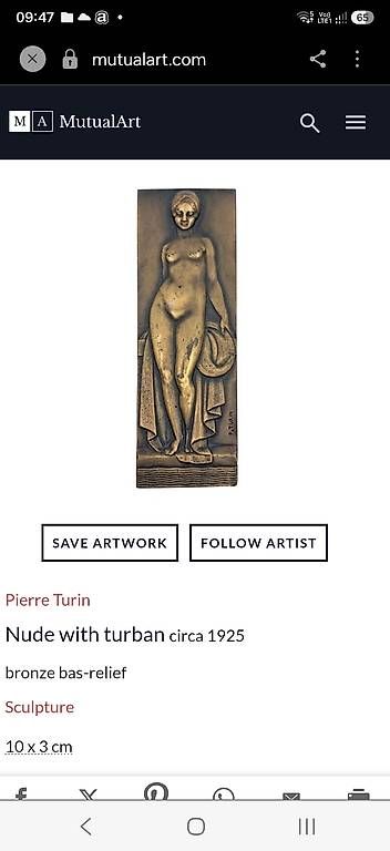 Sculture & Statue: Plaquette en bronze de P. Turin – Usato da Puplinge venduto da Frais1 1