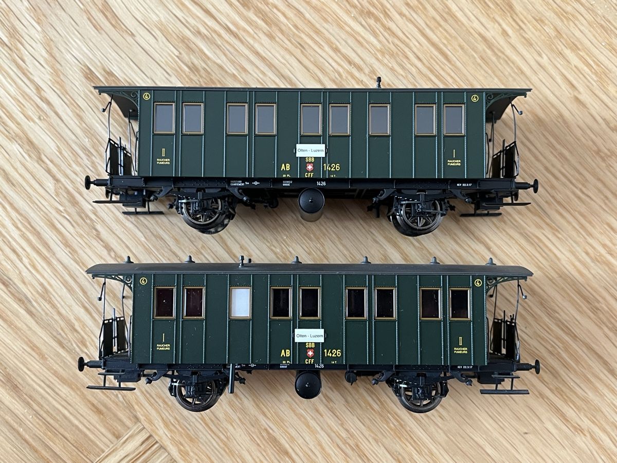 Brawa Modelleisenbahnen: 2 Stk SBB Personenwagen 2 achsig Brawa – Gebraucht aus Basel von Re620_11627