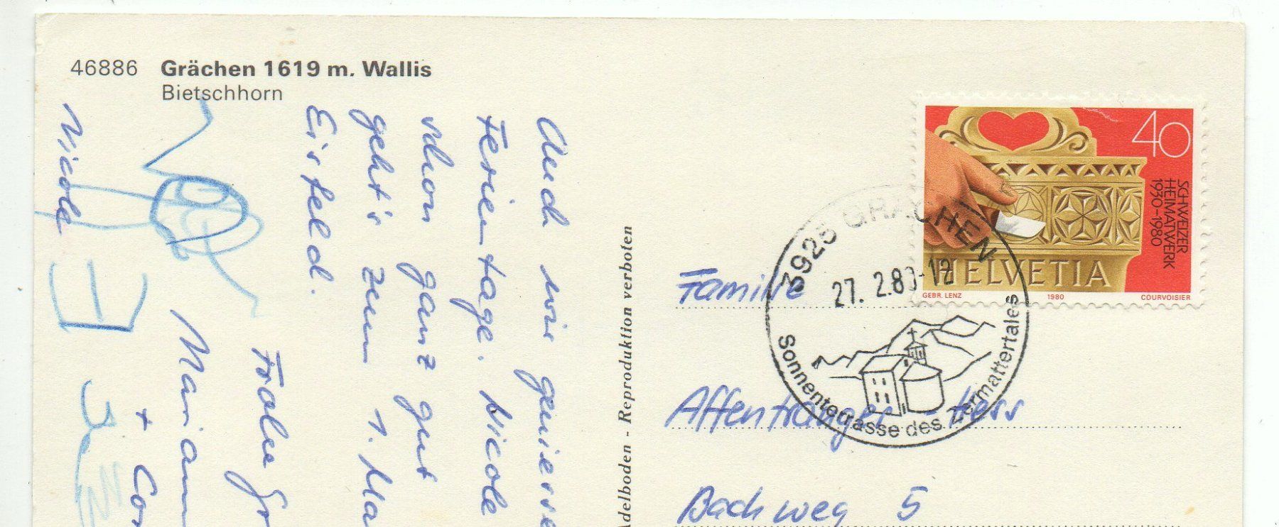 Cartes postales: GRÄCHEN – D'occasion à Jona par philajona 1