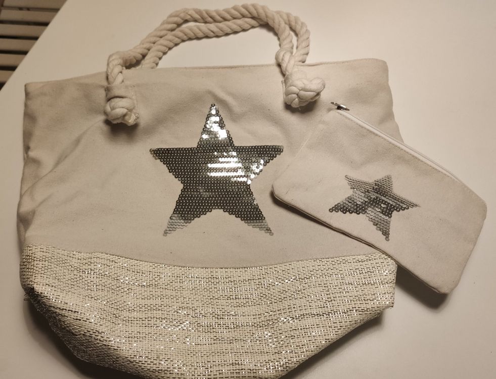 Yoljun Stofftasche Mit Stern-Mond Design - Stylische Canvas Tragetasche Mit Magnetverschluss