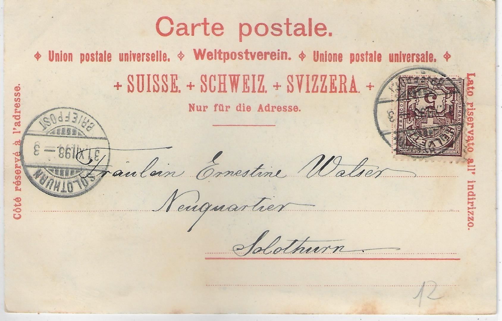 Cartoline postali: Gruss aus Solothurn - Hauptgasse 1898 – Usato da Ettingen venduto da Kartenplanet 1