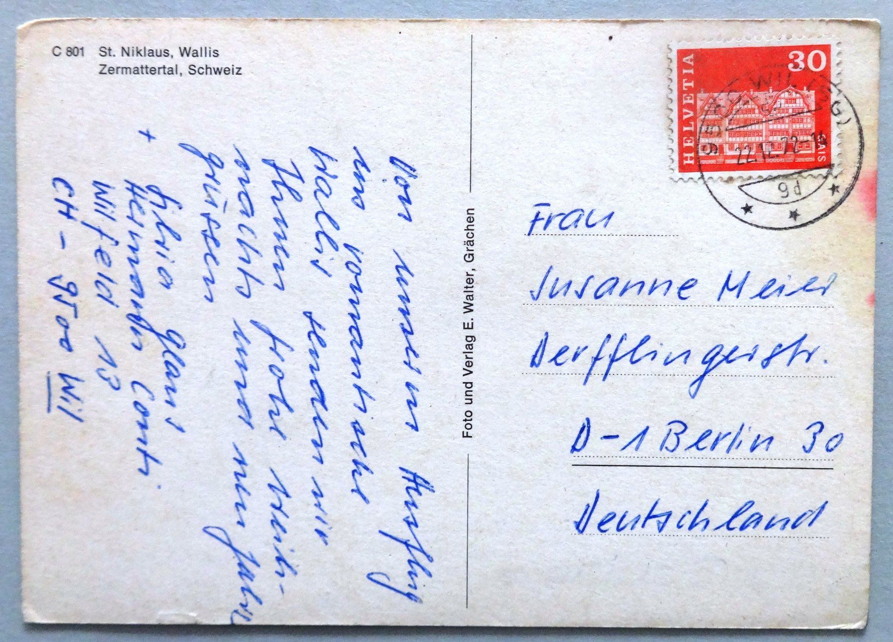 Cartes postales: St. Niklaus, Zermattertal, Wallis – Défectueux à Fétigny par Billy2miny 1