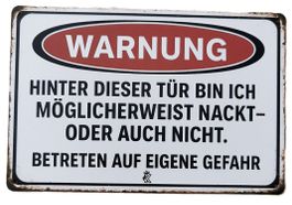 WARNUNG - NACKT  -  Blechschild  (neu, OVP)