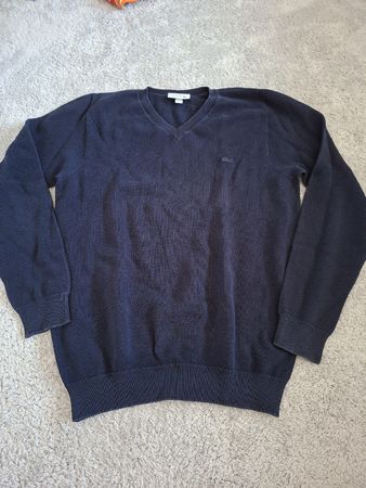 Pull Lacoste bleu col V taille S