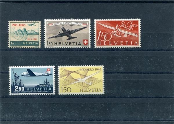 Alle Briefmarken: 1941-49 5 versch. Pro Aero Marken postfr – Gebraucht aus Winterthur von Kyoung