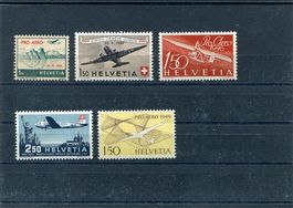 1941-49 5 versch. Pro Aero Marken postfr