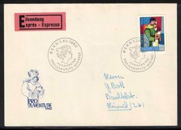 1962 Pro Juventute Blockausschnitt auf FDC