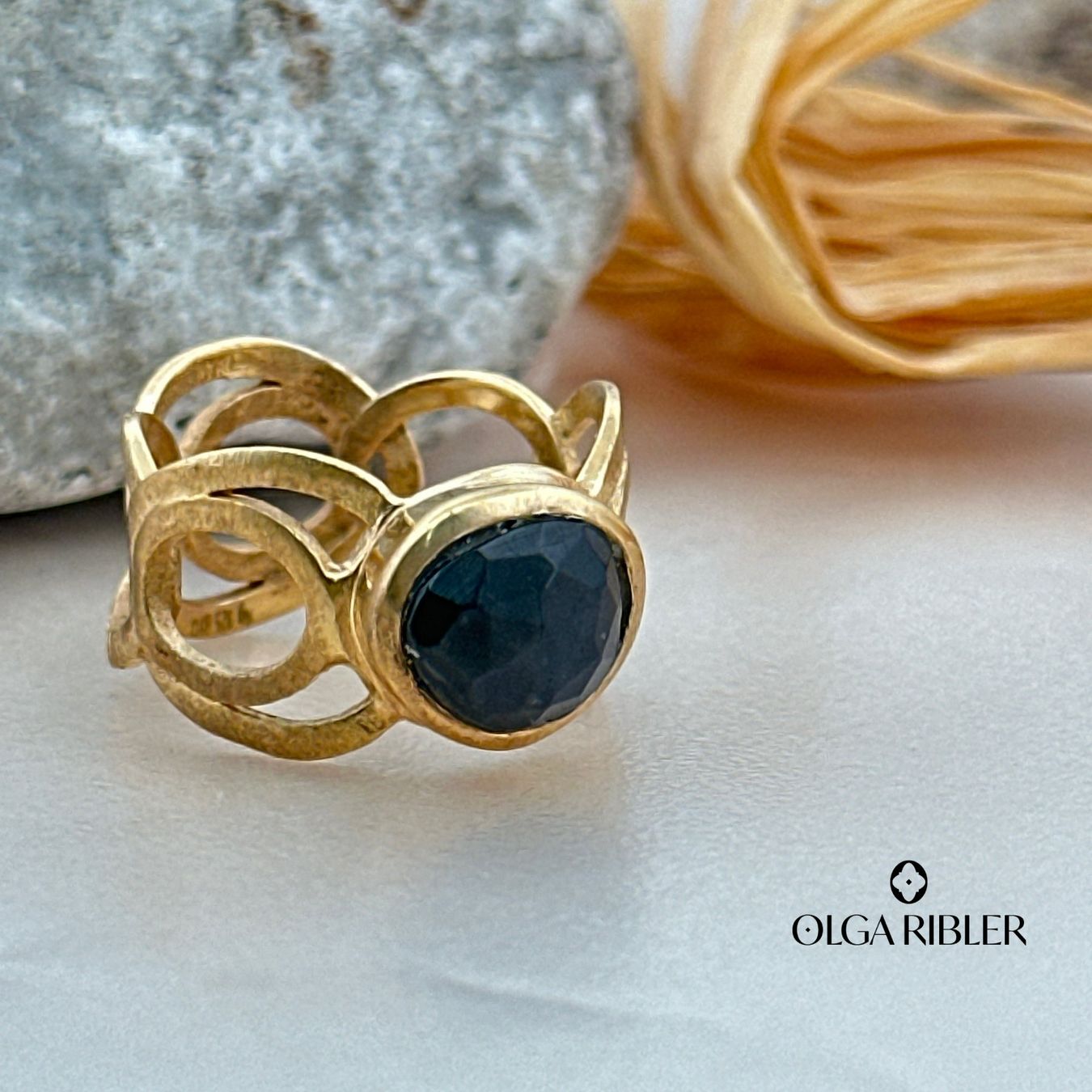 Olga Ribler Ringe: Labradorit Ring Sterling Silber gelbvergoldet Ringgrösse 50 – Neu (gemäss Beschreibung) aus Luzern von Schmuckoutlet 2