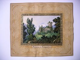 kleines Aquarell um 1870, RUINE UNSPUNNEN bei INTERLAKEN