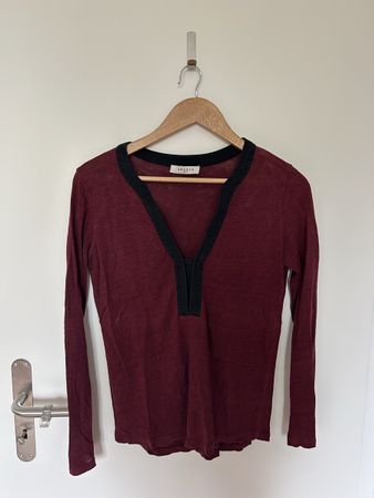 Sandro Paris Shirt, bordeaux-rot, Gr. XS – Top Zustand!