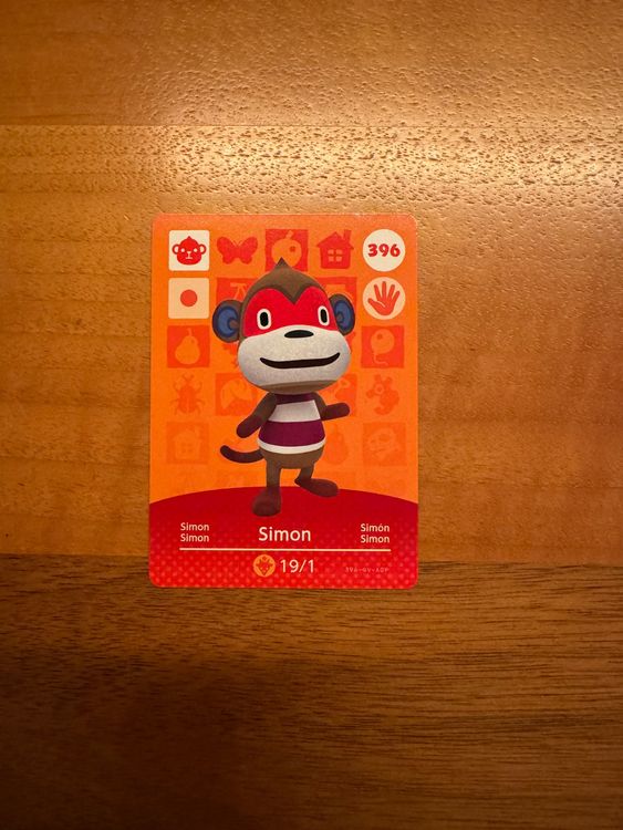 Animal Crossing Amiibo Card 396 Simon Series 4 EU New - Foto 3