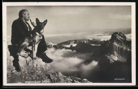 Cartes postales: Säntis, Wetterwart Steier mit Schäferh – D'occasion à Berlin par bartko-reher