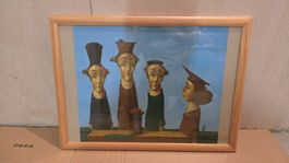 Gemälde, surrealistisch, Holzrahmen, Kunst! 53.5cmx34.5cm