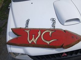 Rustikales WC-Schild aus Holz, Handgefertigt, Vintage-Look