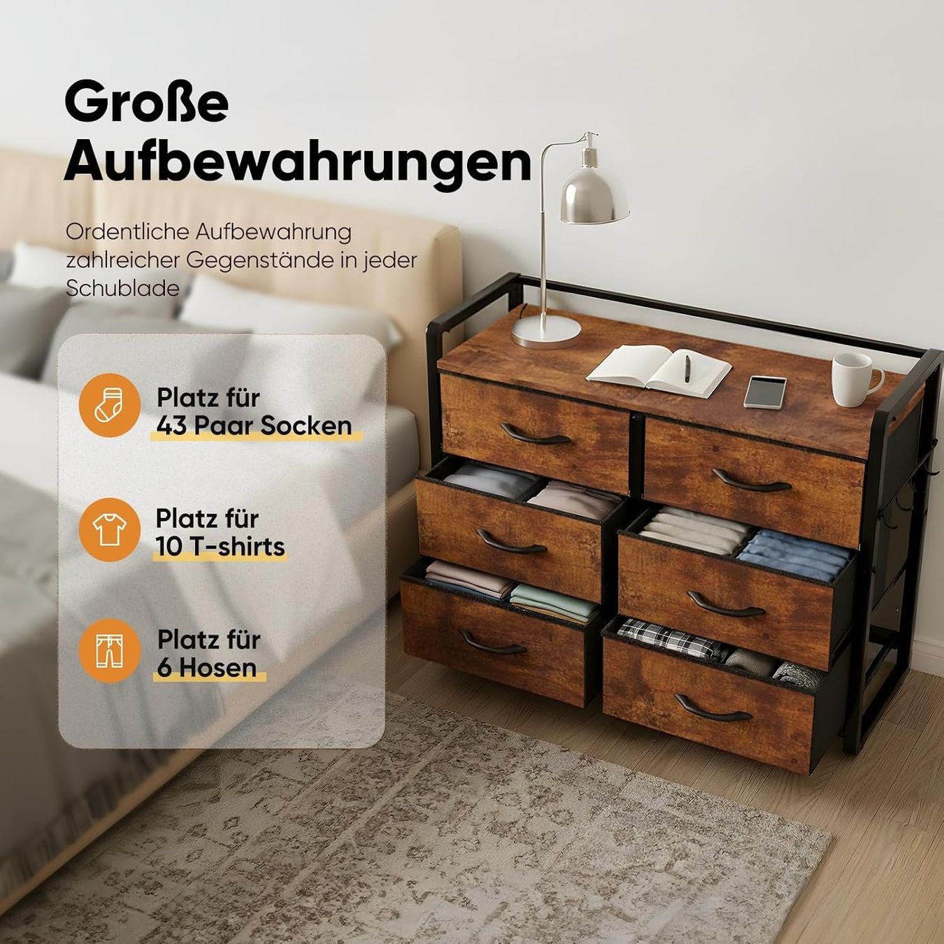 Cassettiere: Kommode 6 Schubladen Stoffbezug – Nuovo e nell'imballaggio originale da St. Gallen venduto da VerkaufsMaus50 2