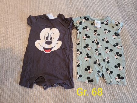 Body Mickey Mouse 2er Set Grösse 68 dunkelgrau hellgrün