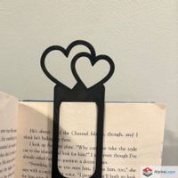 Double Love Heart Bookmark 3D Printed Black