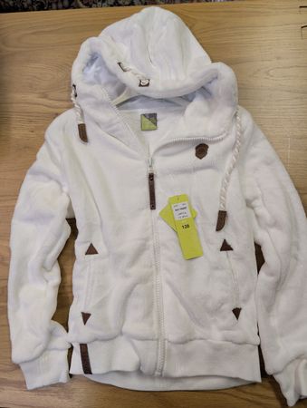 Winter Jacke, Kuscheljacke, Gr. 128, Weiss, Neu mit Etikett