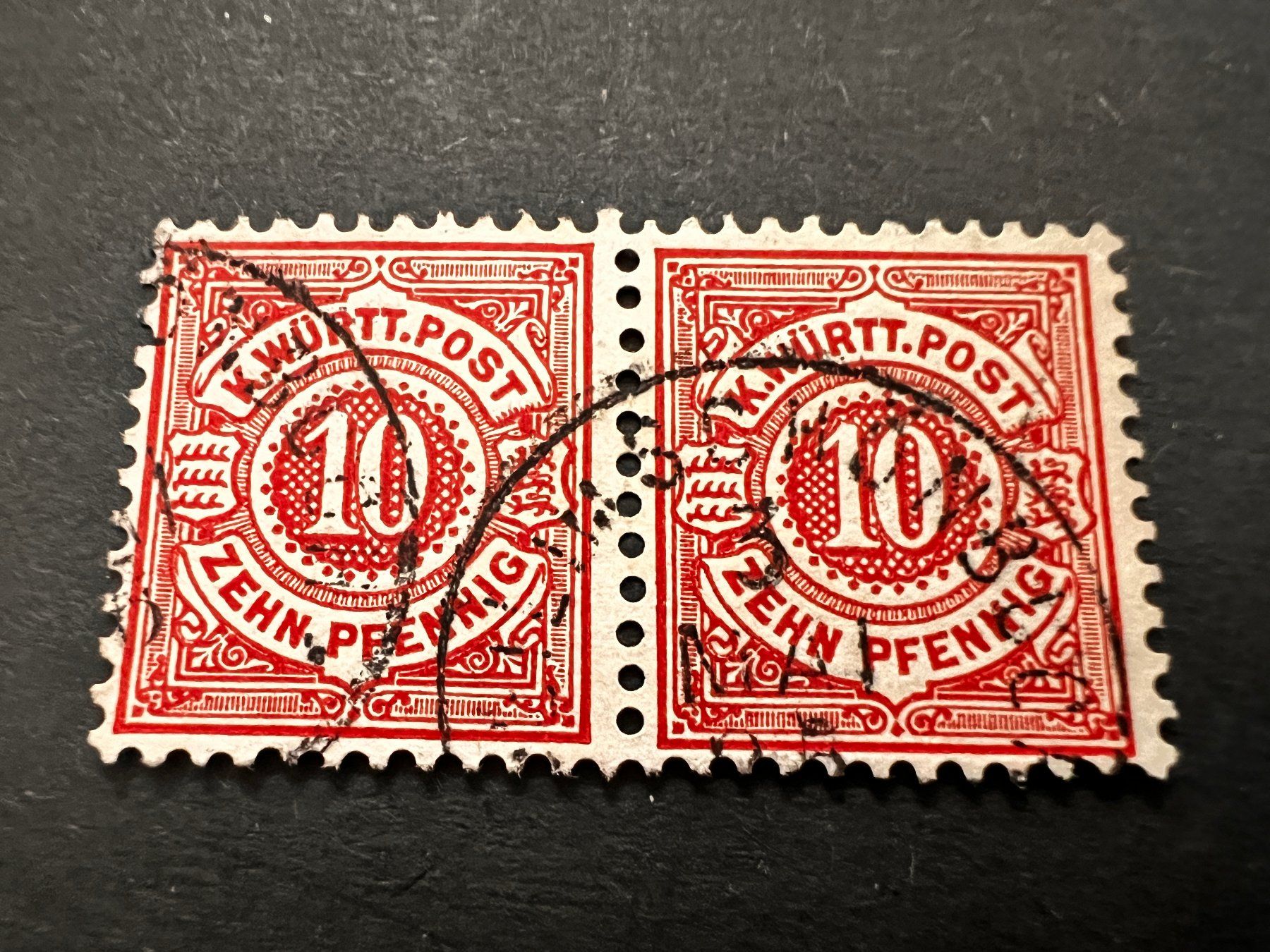 Alle Briefmarken: Württemberg 1875 No. 46 gest. Paar  (3473) – Gebraucht aus Hinwil von Sidi4