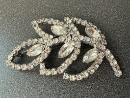 Vintage Kristall Strass Blatt Brosche