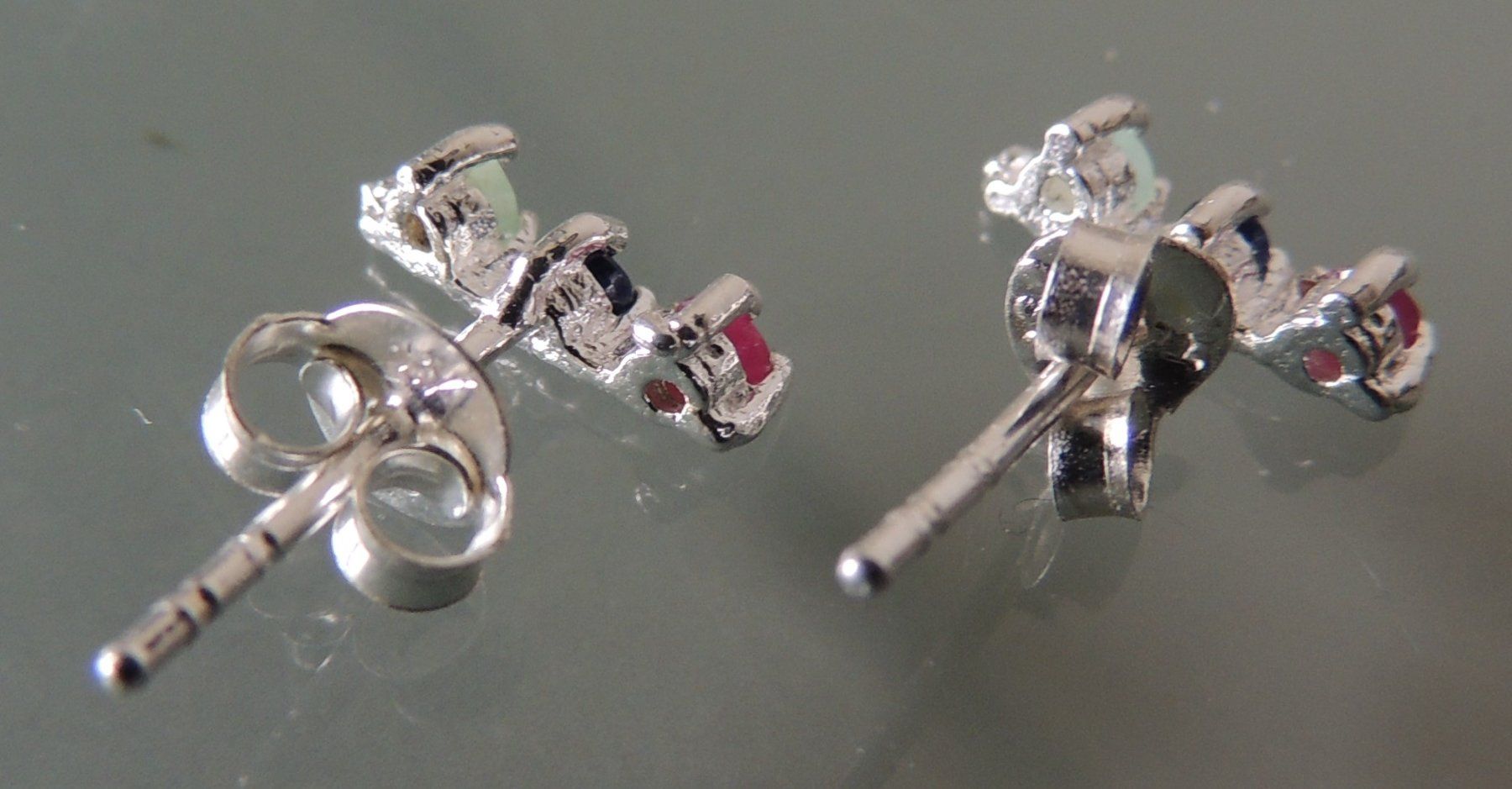 Orecchini pendenti & Orecchini a lobo: Rubin Saphir Prehnit Silber 925 Ohrstecker – Nuovo e nell'imballaggio originale da Waldenburg venduto da schaller707 3