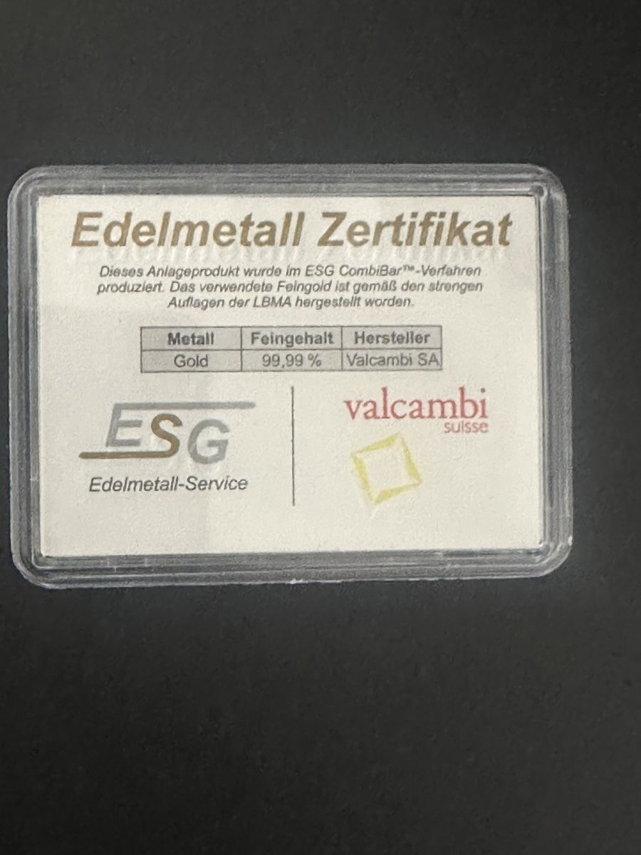 Edelmetalle: Goldbarren 1g Valcambi Suisse – Neu und originalverpackt aus Untersiggenthal von byiggy 1