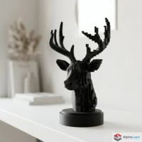 Glitch Deer Totem - Modern Pixelated Animal Bust - 3D Print