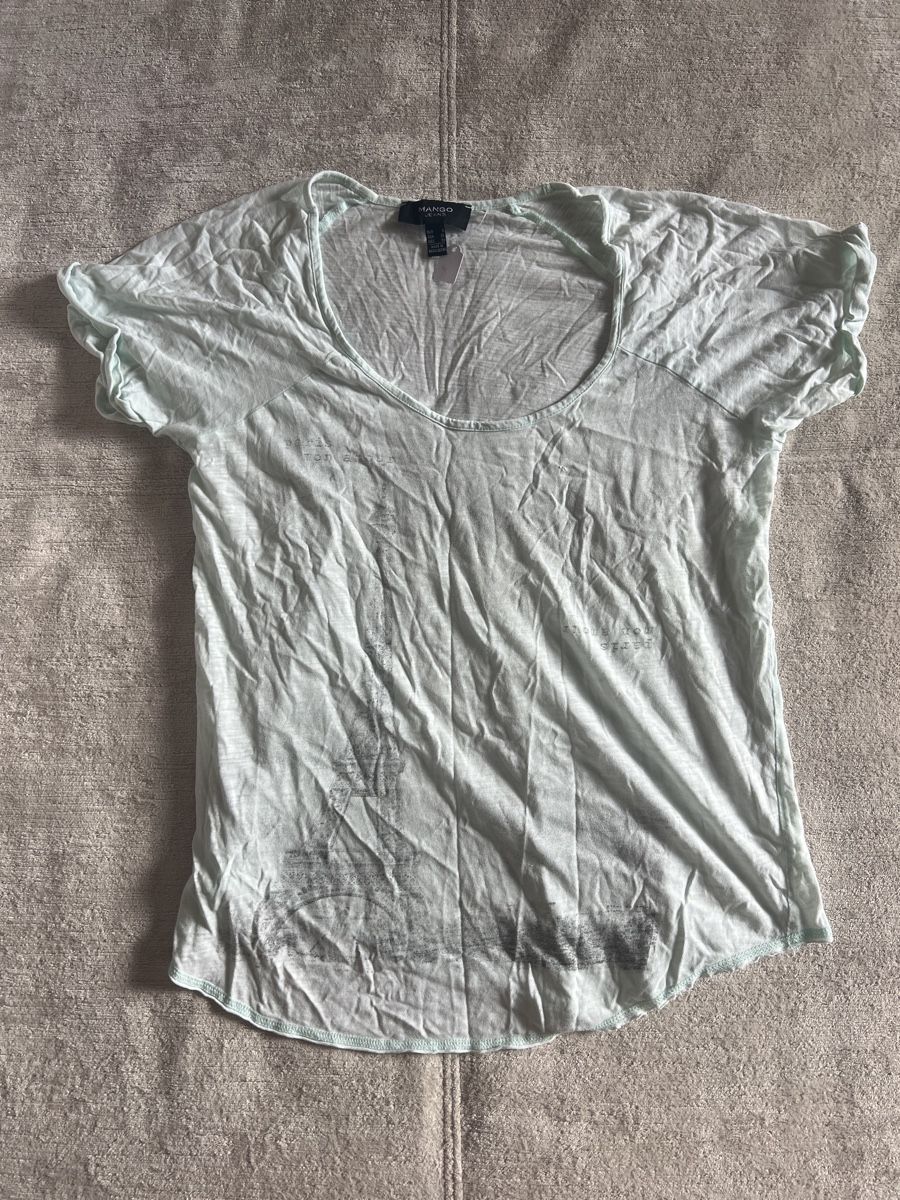 Mango T-shirt: T-shirt Mango Jeans, taille S, turquoise clair, coton – Usato da Lausanne venduto da Stephaniesdressing