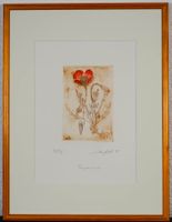 Orig. Radierung Walter Sarfatti "Papaveri", gerahmt, XXII/L