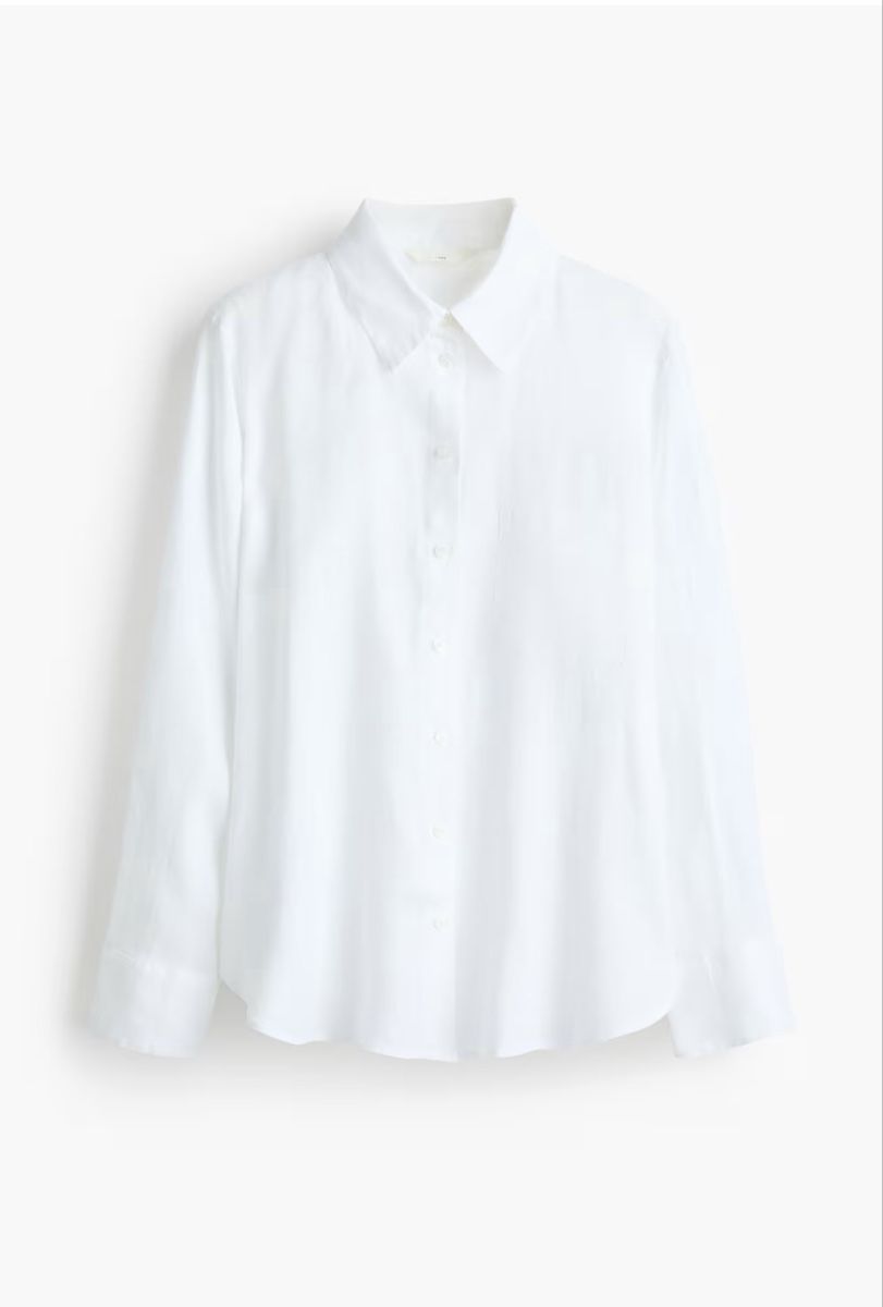 H&M Camicette: Leinenhemd Bluse weiss  – Usato da Fehraltorf venduto da meltastisch 1