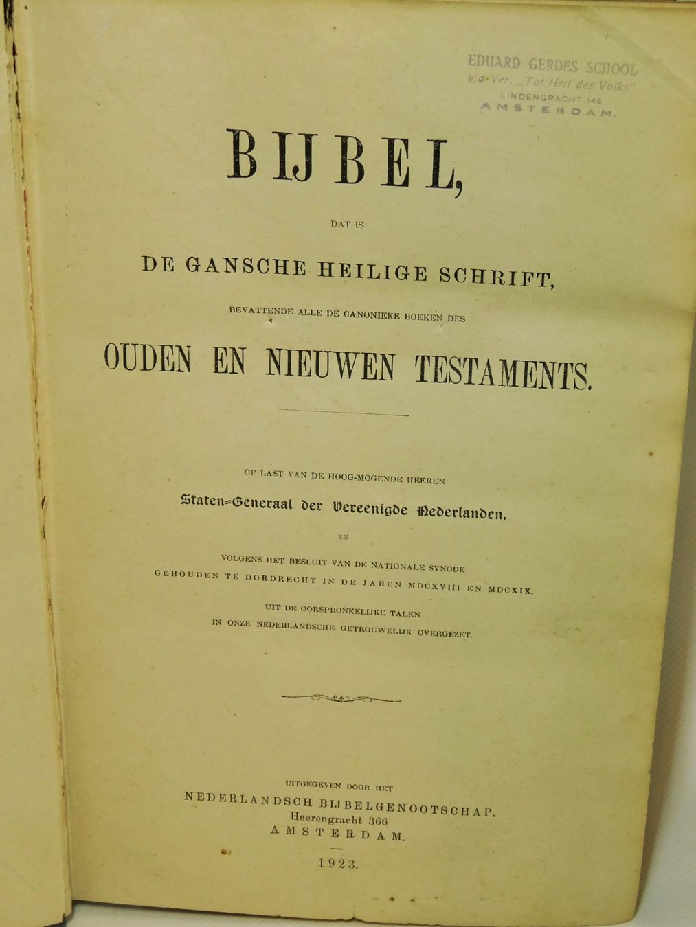 Libri: Holländische Bibel -Amsterdam 1923er – Usato da Emmenbrücke venduto da Neverlaand-22 2