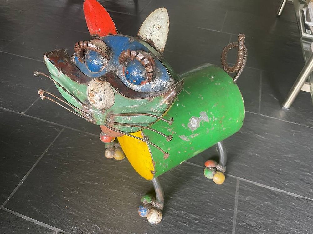 Metall Katze Skulptur Garten Deko bunt Unikat Upcycling Kaufen auf