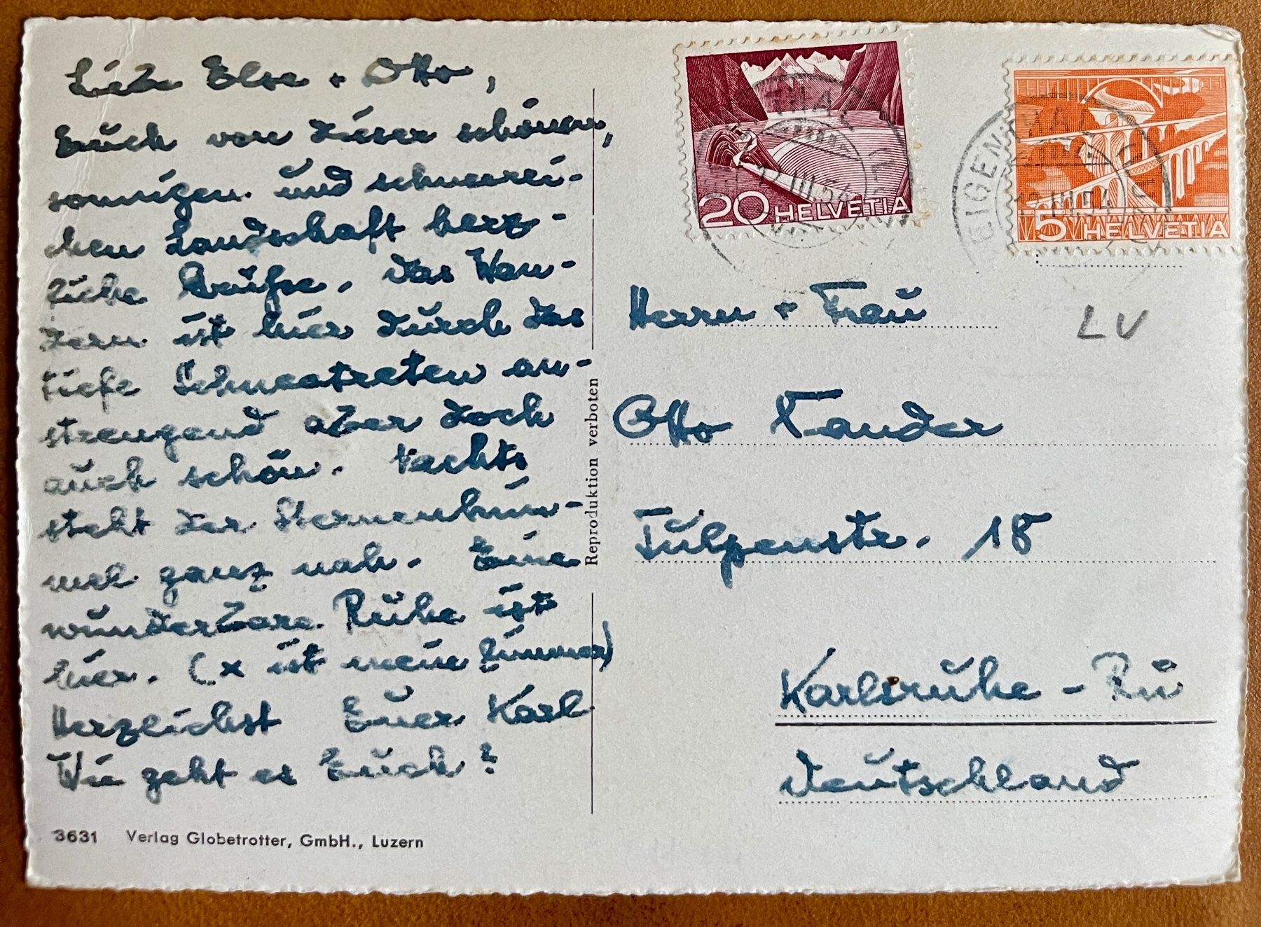 Cartoline postali: EIGENTHAL - Kurhaus mit Dépendance 1954 – Usato da Lutry venduto da Ediego 1