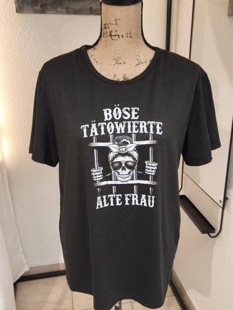 Damen T-Shirt schwarz Motivdruck Grösse L neuwertig