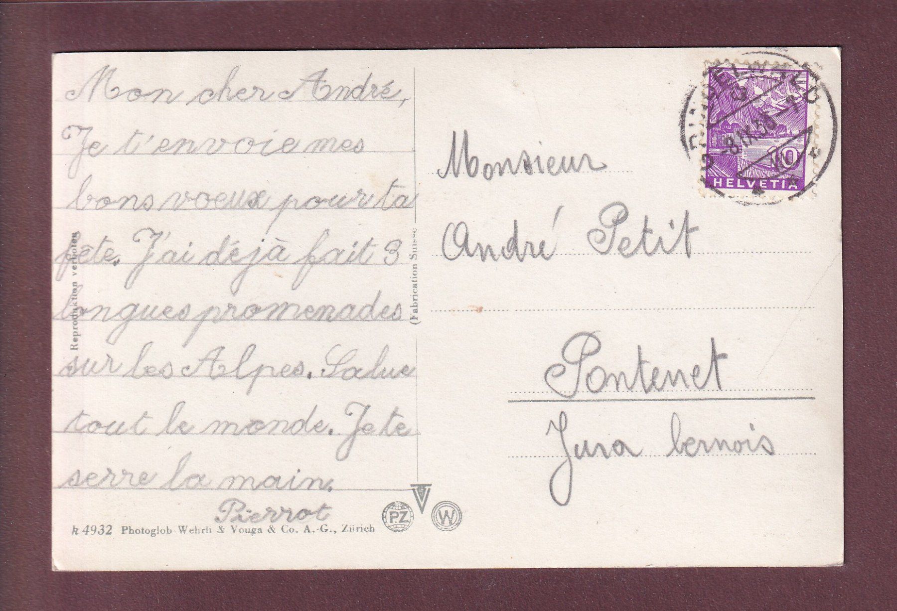 Ansichtskarten: GRINDELWALD - Viescherhörner - Eiger - 1936 – Gebraucht aus Pully von nicecards 1