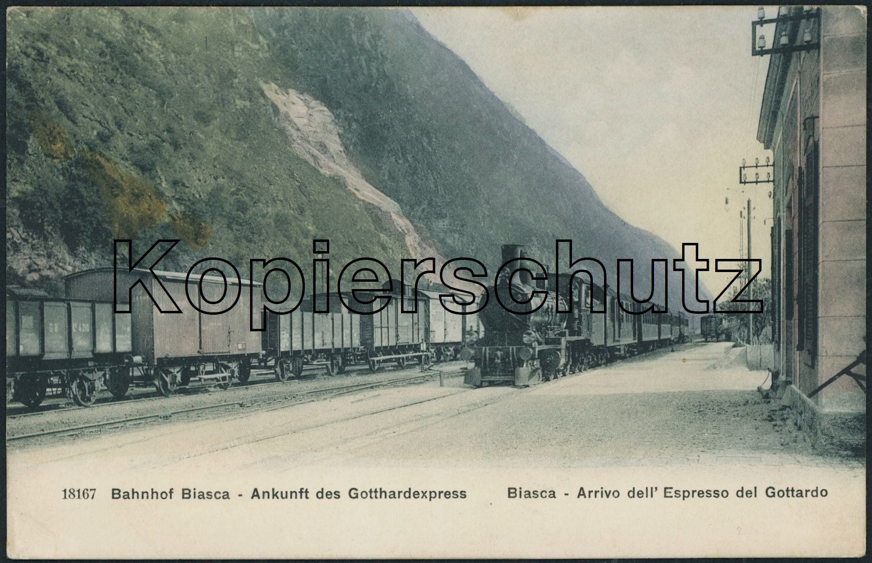 Cartoline postali: TI Biasca - Bahnhof - Gotthard Bahn GB – Usato da Schindellegi venduto da Jonathan77