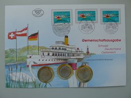 1993 Numisbrief: Gem. Ausgabe D/A/CH mit 3 versch. Münzen