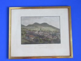 Kolorierte Aquatinta HERISAU  Appenzell 1840 antiker Stich