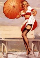 Blechschild - PIN UP GIRL MIT SCHRIM