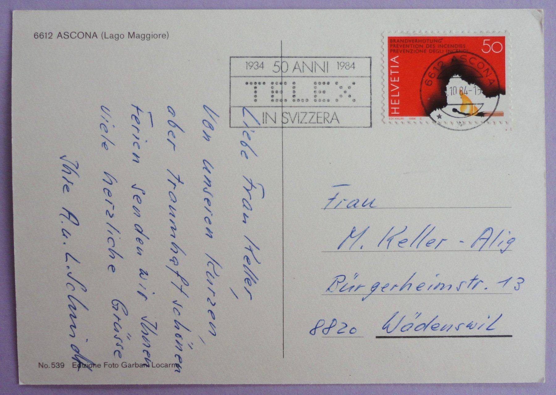 Cartoline postali: Ascona (Lago Maggiore) – Usato da Fétigny venduto da Billy2miny 1