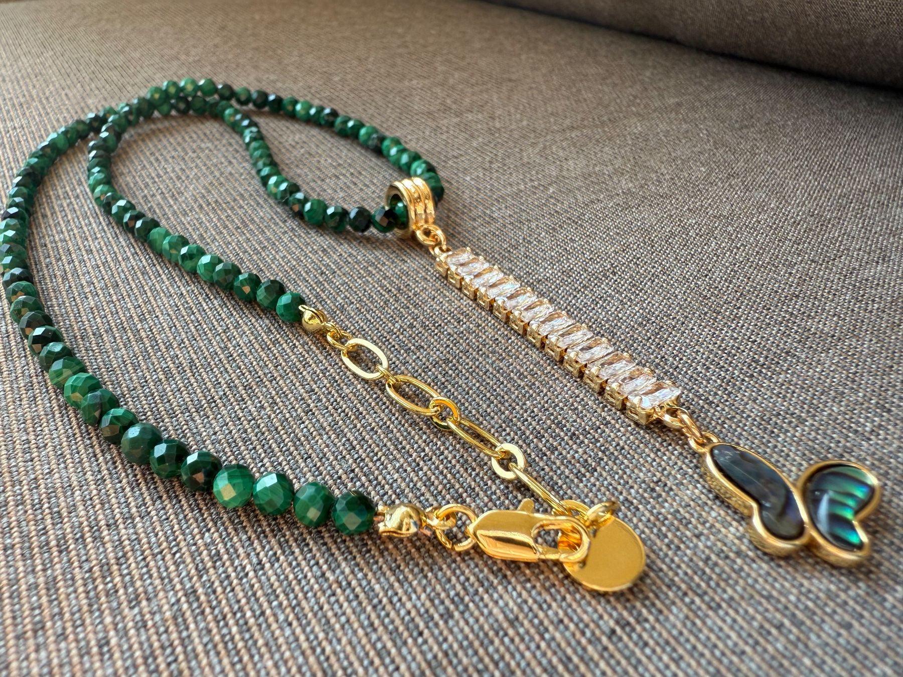 Catenine: Malachit Kette Halskette Collier Schmetterling Halsschmuck – Nuovo (secondo la descrizione) da Rotkreuz venduto da beltraum 5